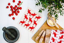 Load image into Gallery viewer, Swedish Dishcloth - Moose - Red