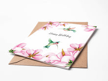 Load image into Gallery viewer, Hummingbird Birthday Card BD06 Nature Garden Flowers