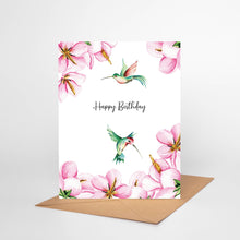 Load image into Gallery viewer, Hummingbird Birthday Card BD06 Nature Garden Flowers
