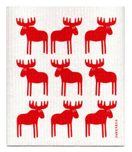 Load image into Gallery viewer, Swedish Dishcloth - Moose - Red
