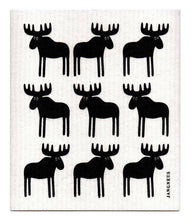 Load image into Gallery viewer, Swedish Dishcloth - Moose - Black
