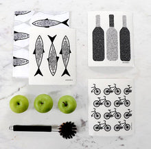 Load image into Gallery viewer, Swedish Dishcloth - Bikes - Black
