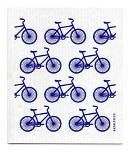 Load image into Gallery viewer, Swedish Dishcloth - Bikes - Blue
